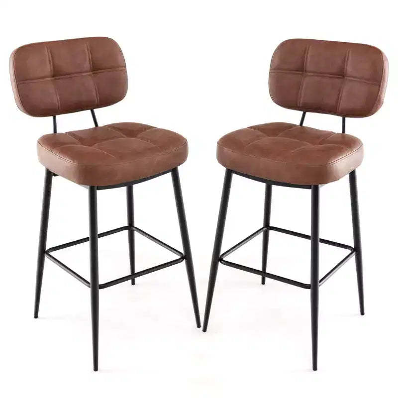 Costway Set of 2/4 Bar Stools with Padded Seat Footrest & Metal Legs PU Leather for Kitchen
