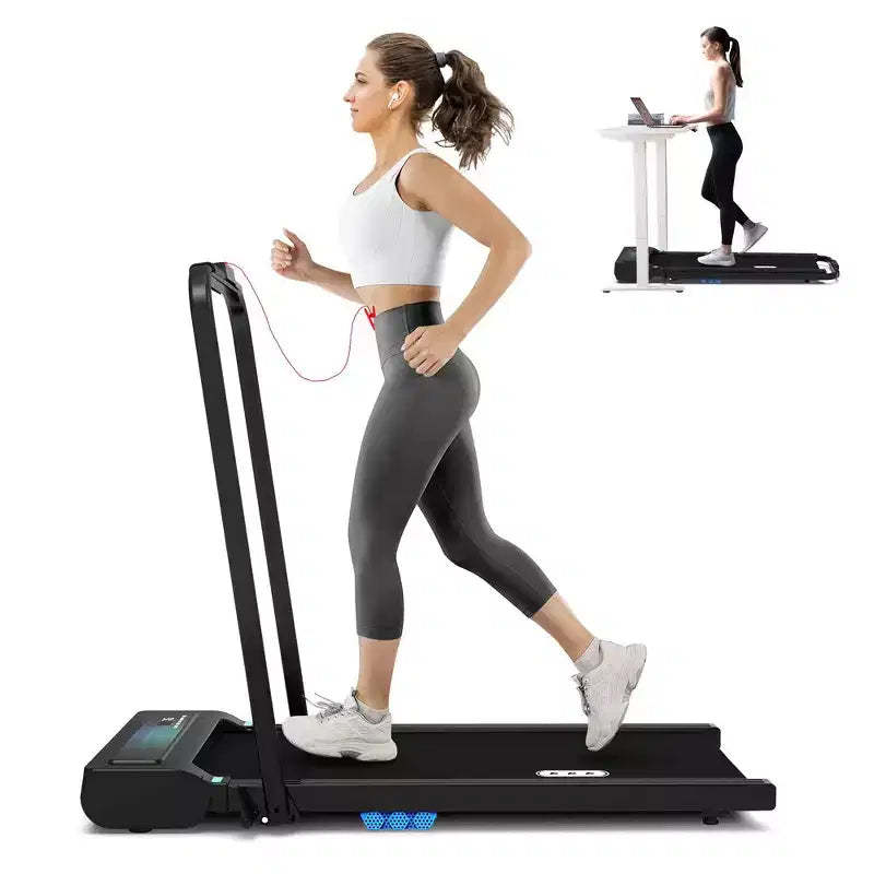 REDLIRO 2 in 1 Under Desk Folding Treadmills Walking Running Machine 7.6MPH for Home Office Black