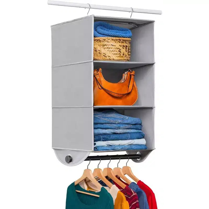 Hold N' Storage - 3 Shelf Hanging Closet Organizer - Black Metal Rod