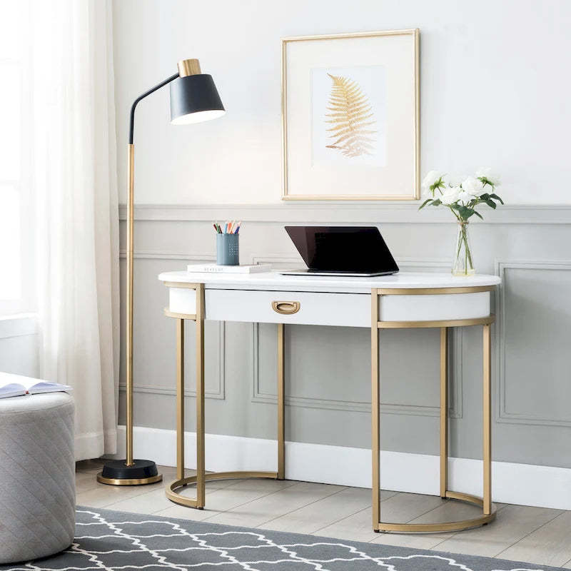 Leick Home Contemporary Oval Metal Leg Desk