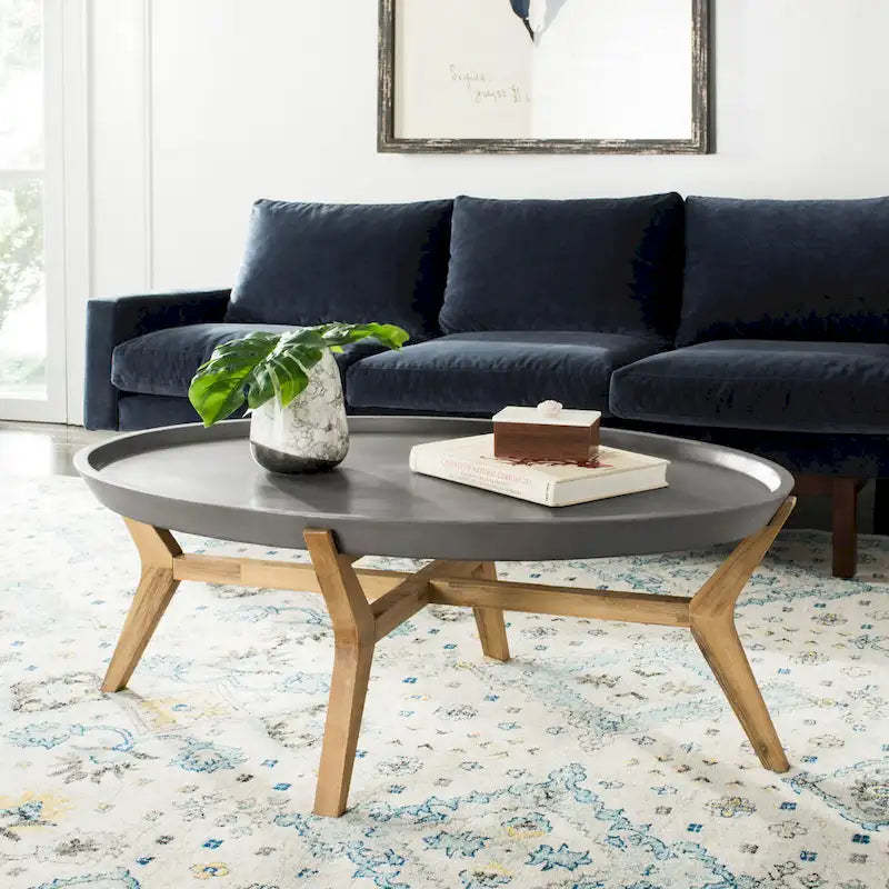 SAFAVIEH Outdoor Gunver Modern Concrete Dark Grey Coffee Table - 47.3 x 31.5 x 17.7 - 47Wx32Dx18H