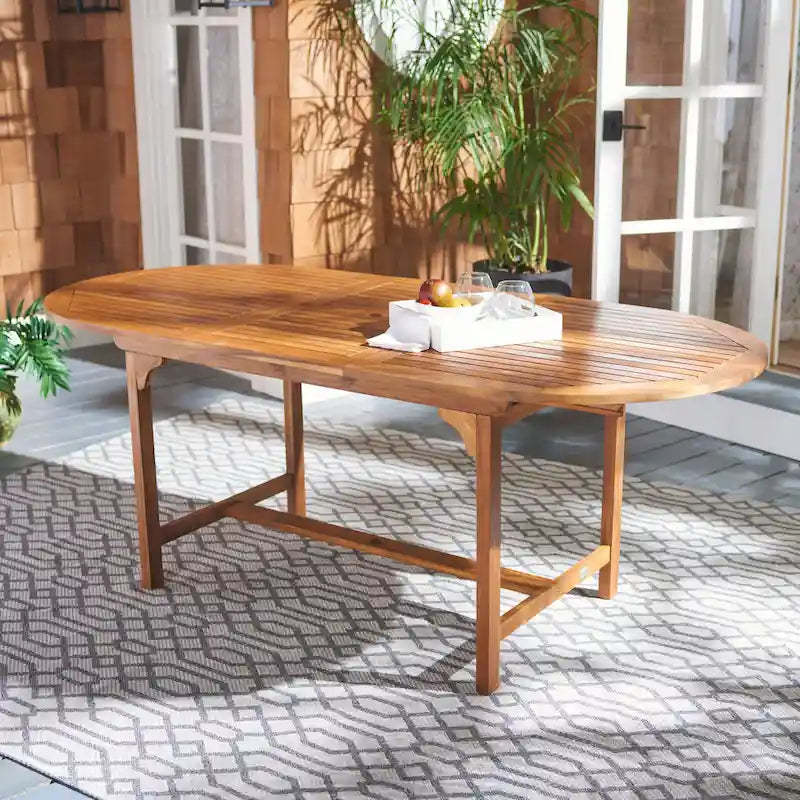 SAFAVIEH Linda 6-Chair 1-Table Extendable Patio Dining Set - 35Wx79Dx30H