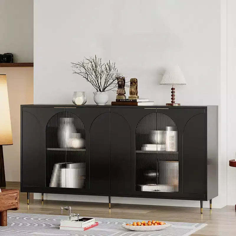 Modern Accent Storage Cabinet with 4 Doors, Wooden Sideboard Buffet Cabinet, Entertainment Center Media Console Table for Kitchen Living Room Entryway