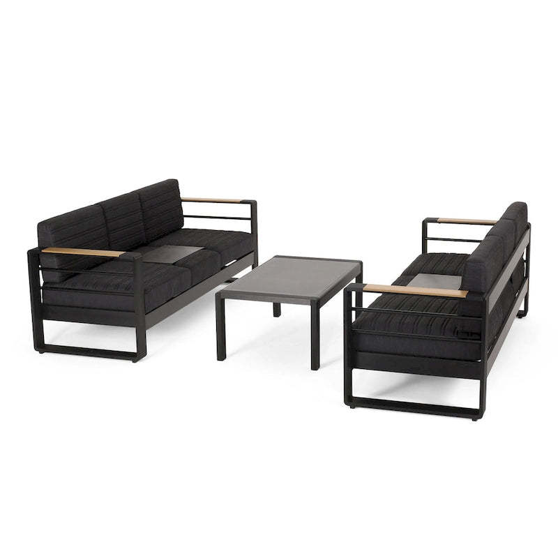 Giovanna Outdoor Aluminum 6 Seater Chat Set with Water Resistant Cushions by Christopher Knight Home