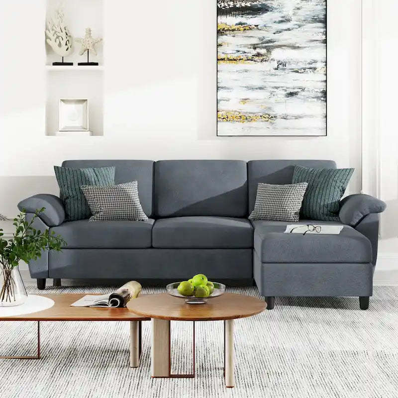 Futzca Sectional Sofa Couch, 3 Seat L Shaped Sofa with Removable Pillows