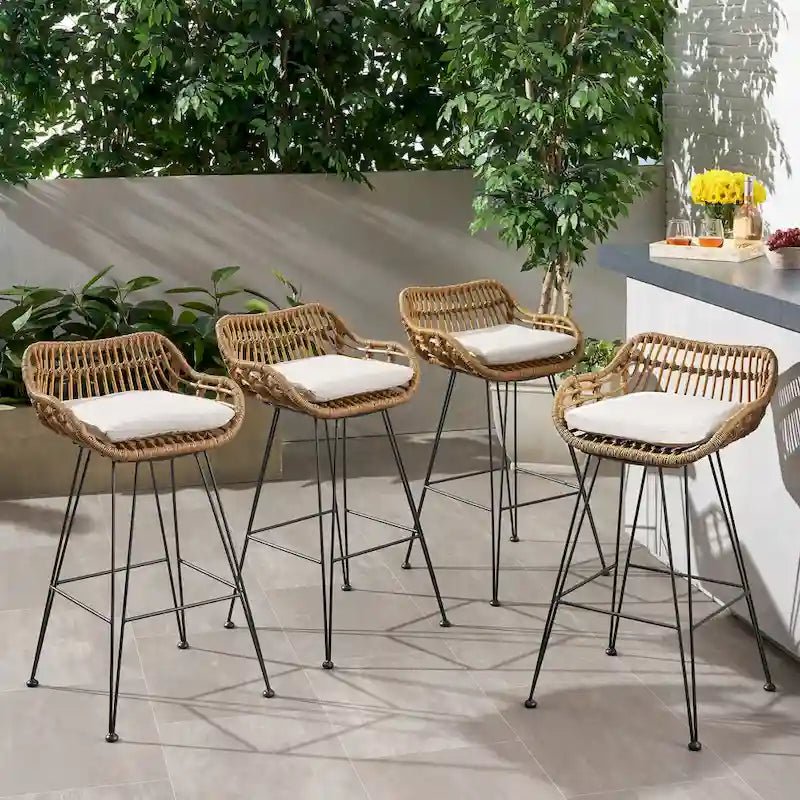 Dale Outdoor Wicker Bar Stools (Set of 4) by Christopher Knight Home
