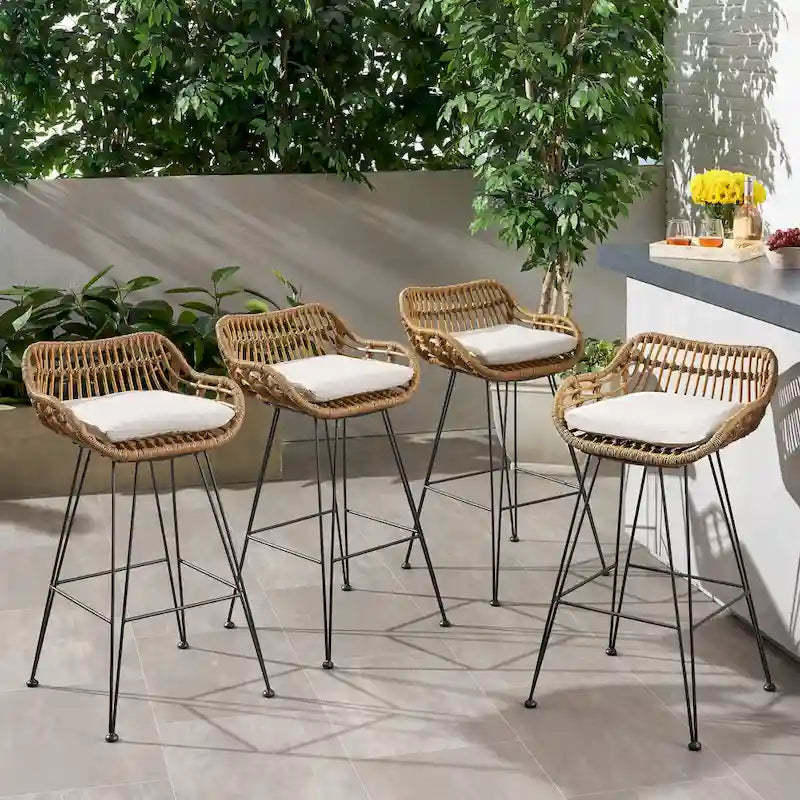 Dale Outdoor Wicker Bar Stools (Set of 4) by Christopher Knight Home
