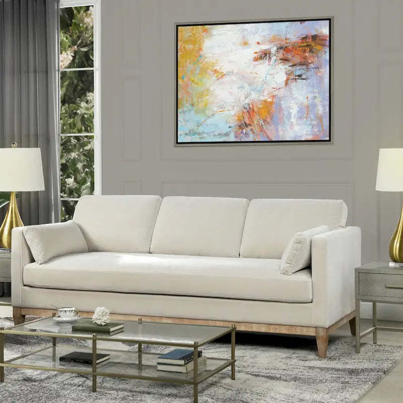 Knox 84 Modern Farmhouse Velvet Track Arm Sofa