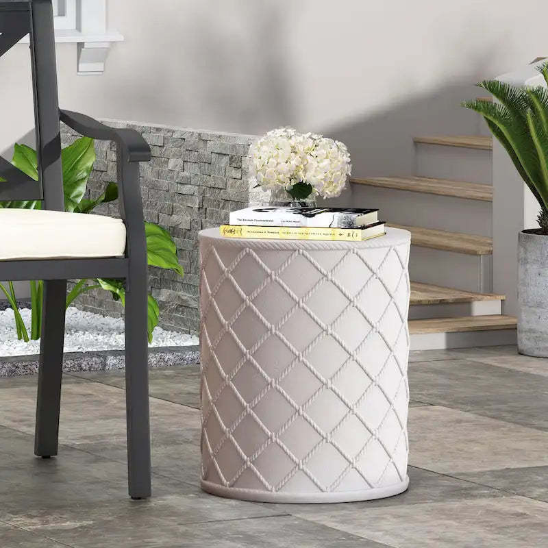 Tim Outdoor Lightweight Concrete Side Table by Christopher Knight Home