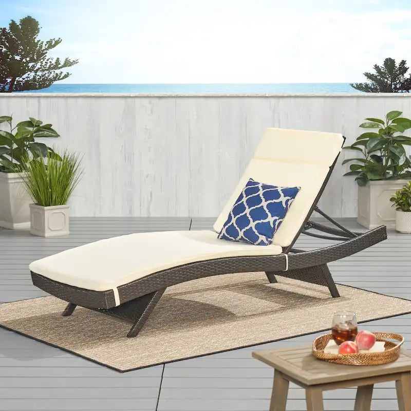 Toscana Outdoor Brown Wicker Adjustable Chaise Lounge with Cushion by Christopher Knight Home