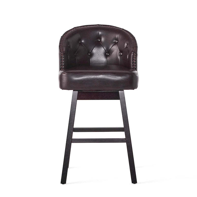Ogden Contemporary Tufted Swivel Barstools with Nailhead Trim (Set of 2) by Christopher Knight Home