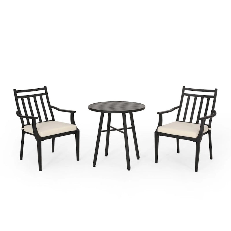 Delmar Outdoor 3 Piece Bistro Set with Cushions by Christopher Knight Home
