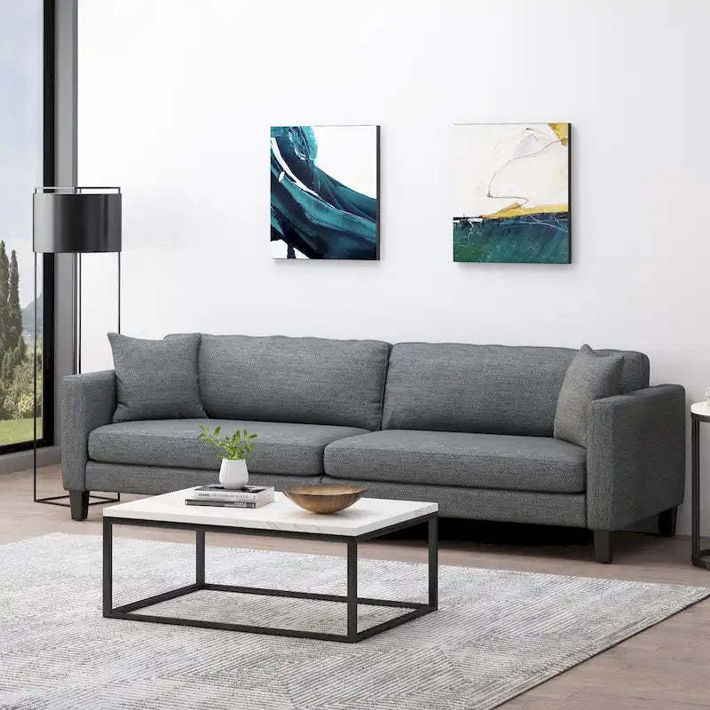 Clemons Contemporary Fabric 4-seater Sofa with Accent Pillows by Christopher Knight Home