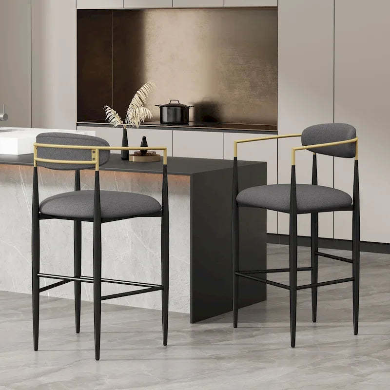 Elmore Fabric and Iron 30 Inch Barstools (Set of 2) by Christopher Knight Home