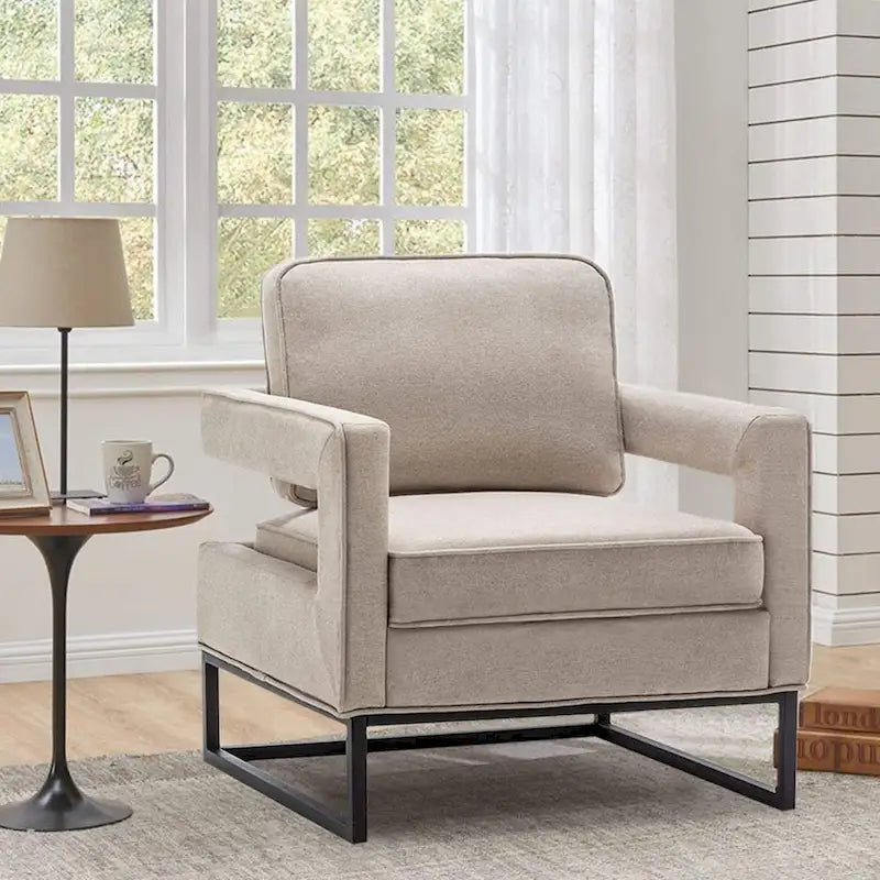 Modern Arm Accent Chair, Mid Century Living Room Chair Upholstered Lounge Chair
