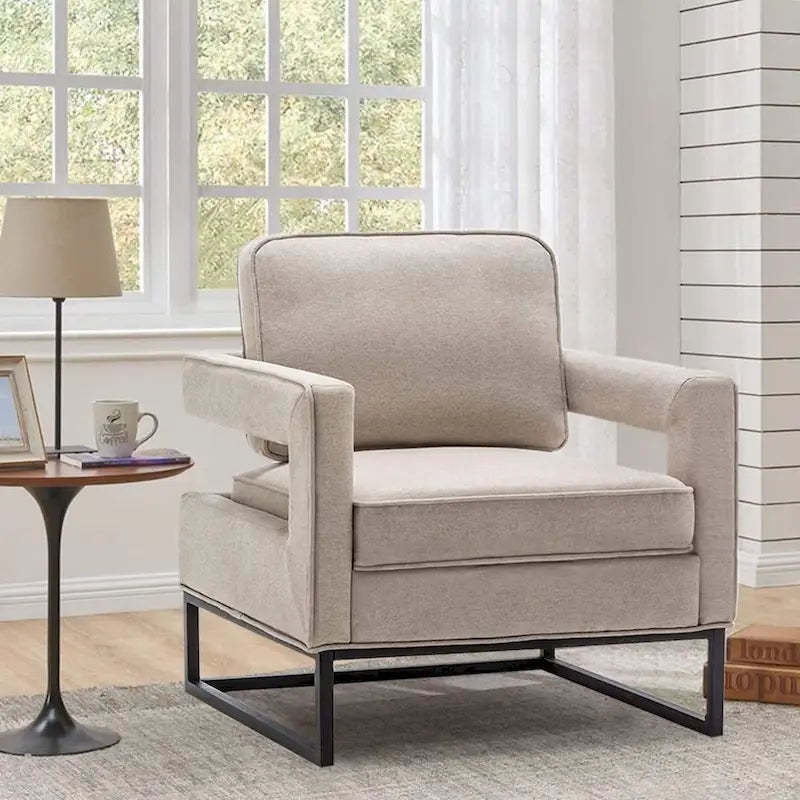 Modern Arm Accent Chair, Mid Century Living Room Chair Upholstered Lounge Chair