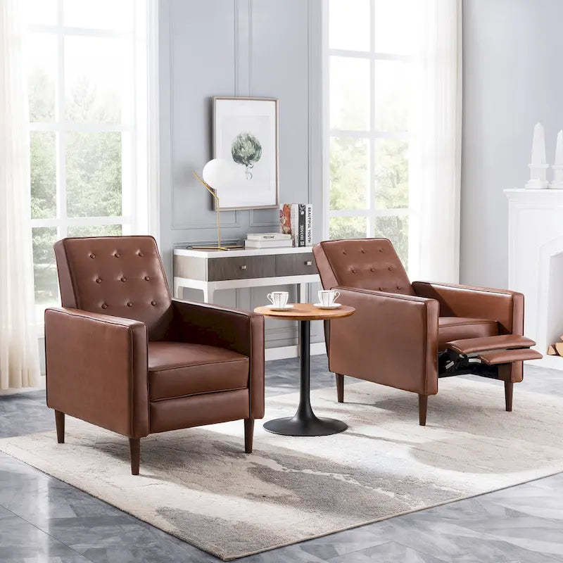Mervynn Mid-century Button Tufted Recliners (Set of 2) by Christopher Knight Home