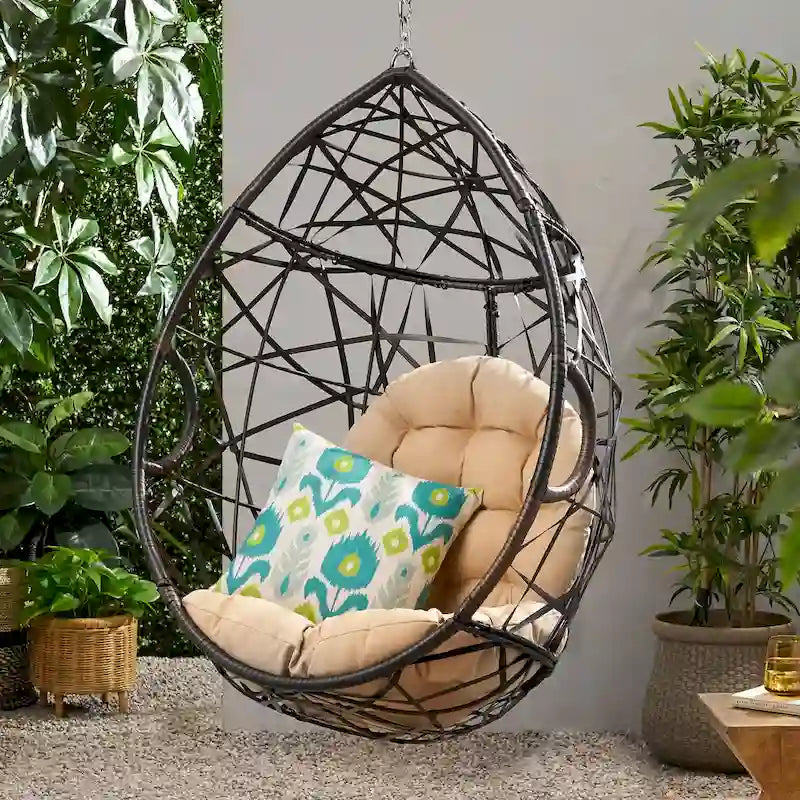 Cayuse Wicker Outdoor Hanging Egg Chair (Stand Not Included) by Christopher Knight Home