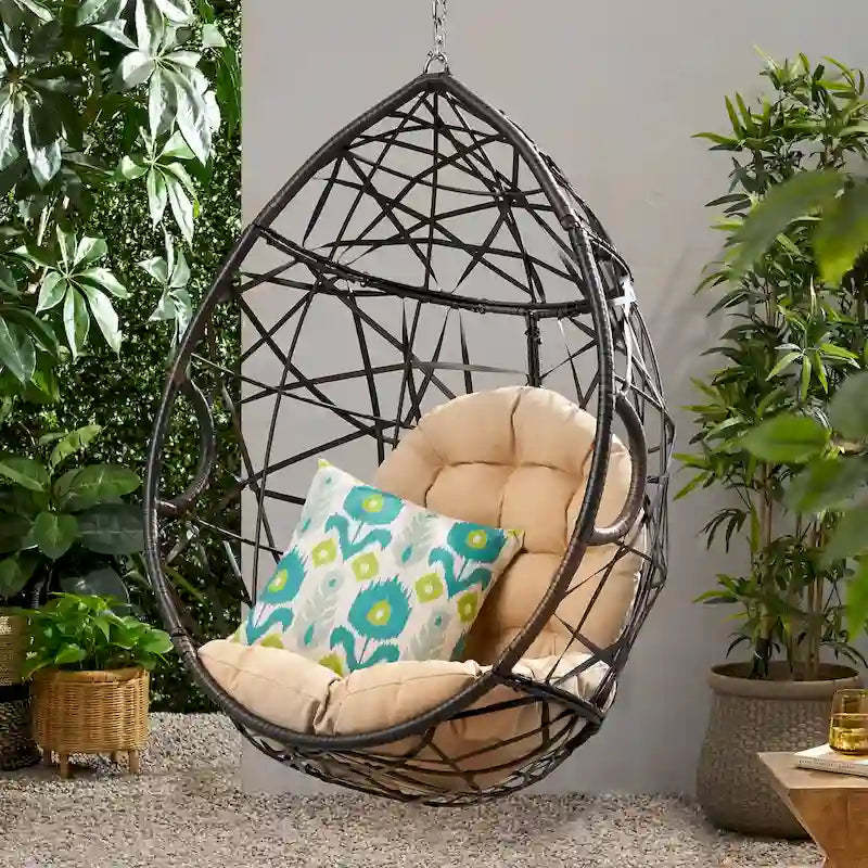 Cayuse Wicker Outdoor Hanging Egg Chair (Stand Not Included) by Christopher Knight Home
