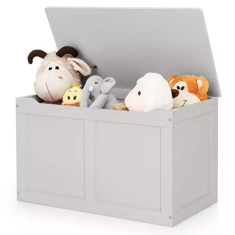 Costway Wooden Toy Box Kids Storage Chest Bench W/ Flip-Top Lid & Safety Hinge