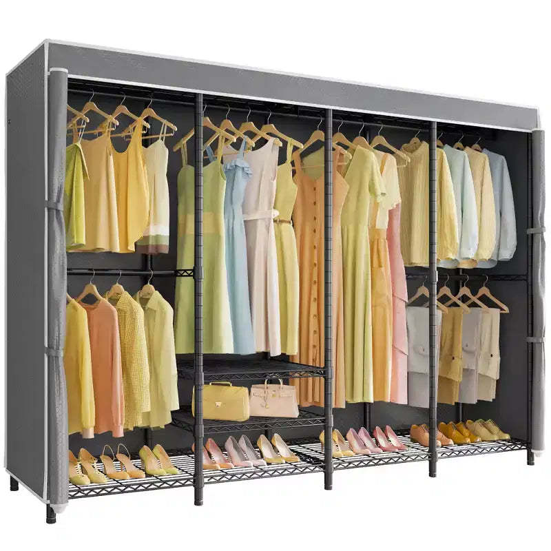 VIPEK V40C Plus Heavy Duty Clothes Rack with Cover, Extra Large Covered Wardrobe Closet Black Rack with Polyester Fabric Cover, Max Load 1300lbs