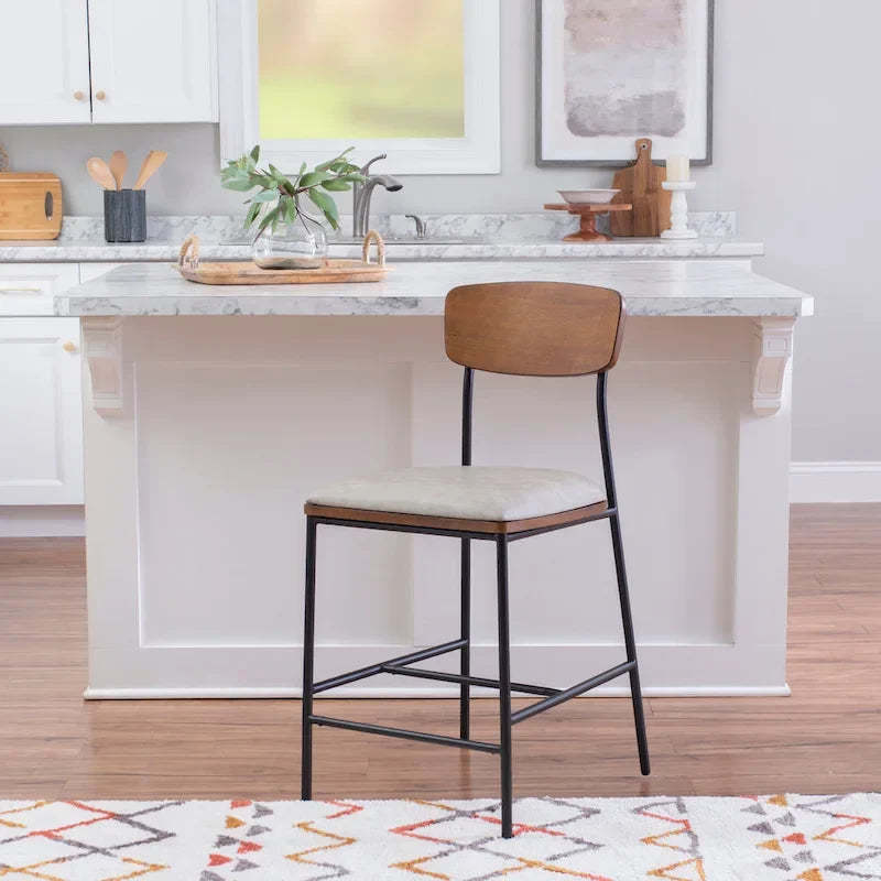 Lowrey Metal Faux Leather 25-Inch Counter Stool