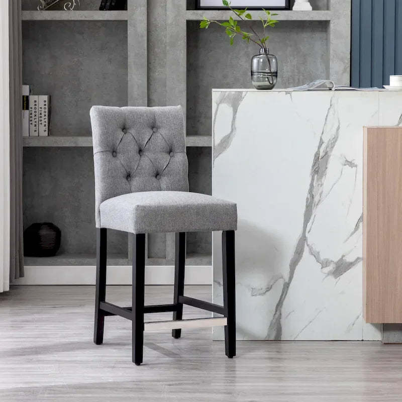 Carter 24 Classic Button Tufted Counter Stool Black Finished Legs