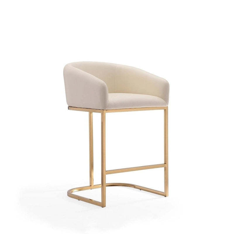 Manhattan Comfort Louvre 36 in. Titanium Gold Stainless Steel Counter Height Bar Stool