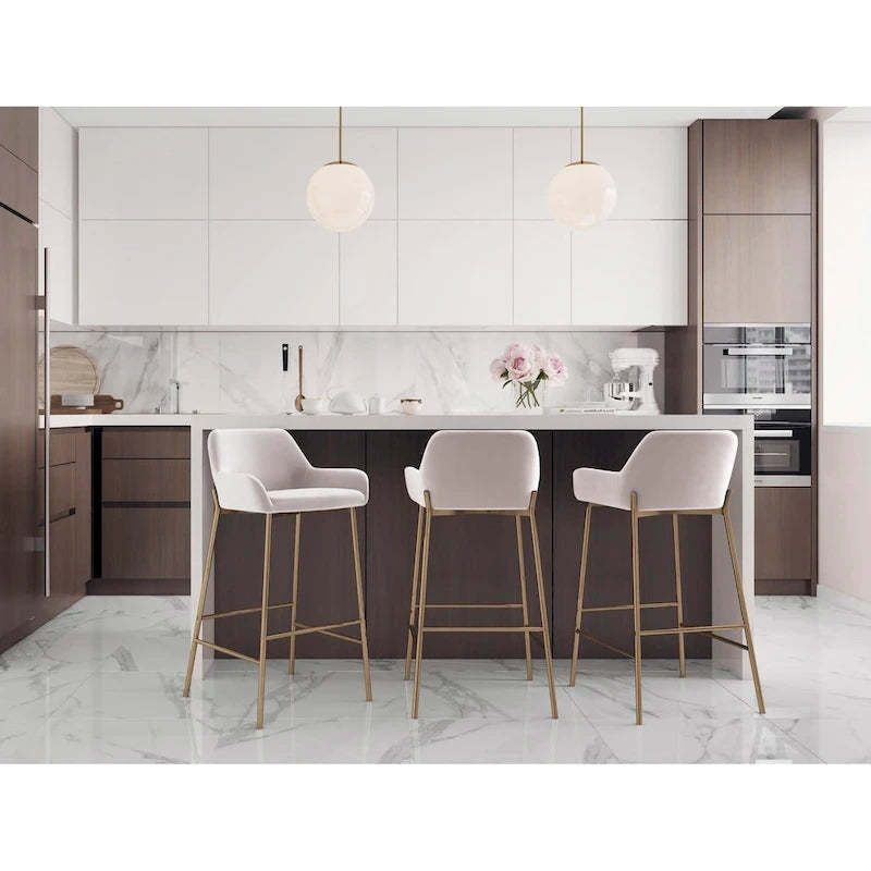 Silver Orchid Galotti Gold Fixed-Height Upholstered Bar Stool - Set of 2