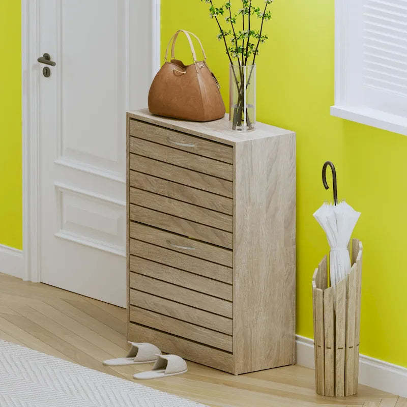 FUFU&GAGA 2 Tiers Shoe Rack Cabinet Shoe Cabinet Space-Saving