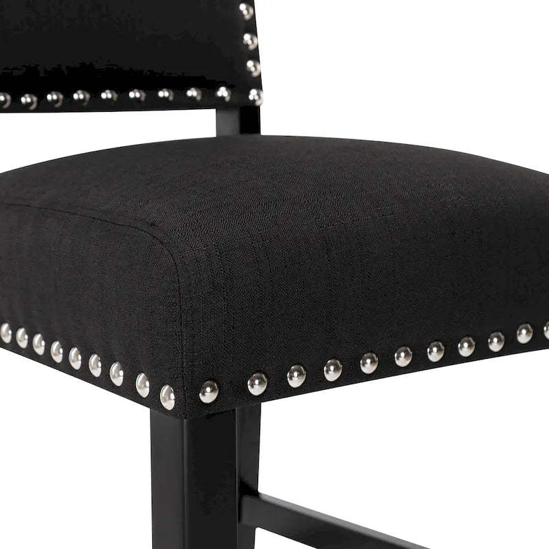 24 Inches Fabric Upholstered Counter Height Bar stools with Back and Silver Nailhead Trim Set of 2