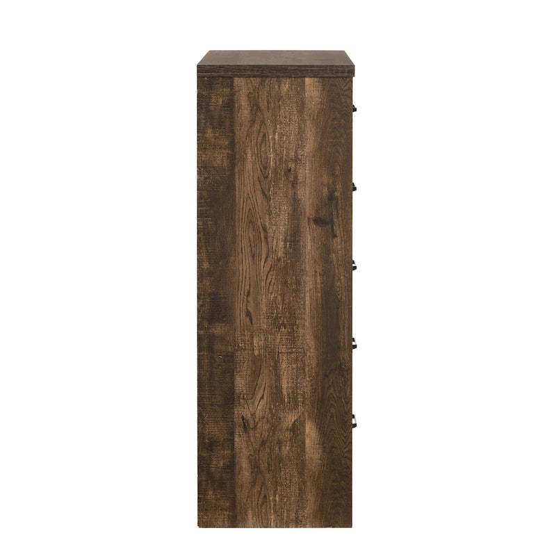 Greer Rustic Walnut and Black Bar 5-Drawer Chest by Furniture of America