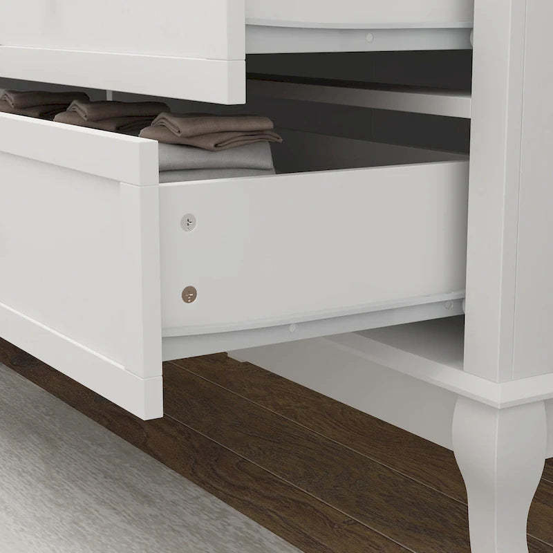 Lacquer Dresser for Bedroom with Deep Drawers Wooden 6 Drawers Chest