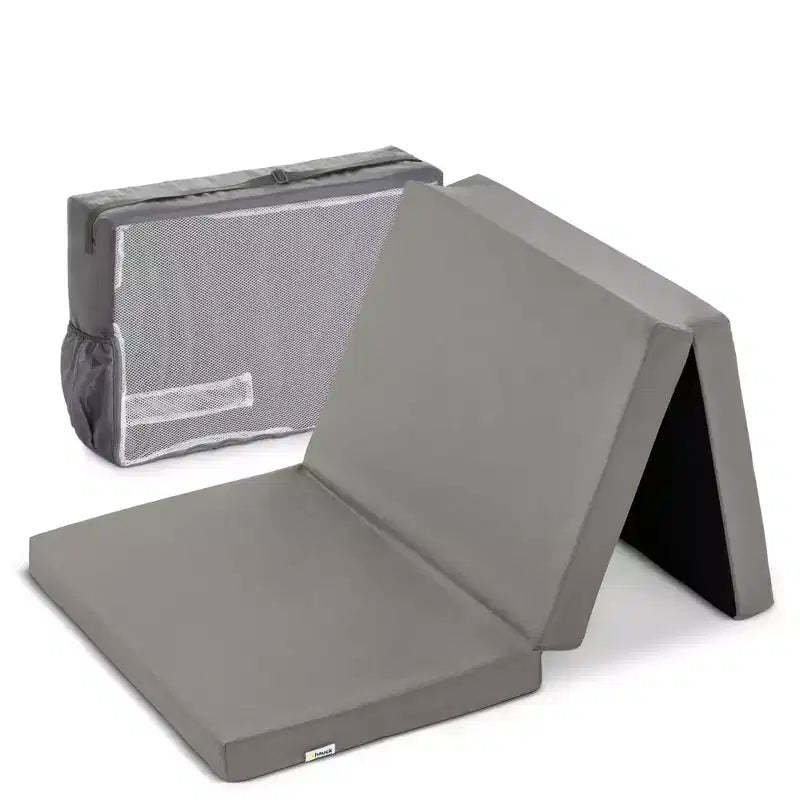 hauck Foldable Portable 2.36 Inch Thick Sleeper Foam Mattress for Kids, Toddler Nap Pad, Travel Bed, Play Mat, 24 by 47 Inches, Gray