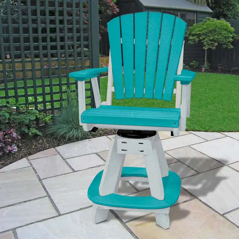 OS Home and Office Model Counter Height Swivel Arm Chair in Aruba Blue on a White Base - N/A