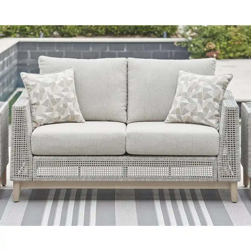 Signature Design by Ashley Seton Creek Gray Outdoor Loveseat with Cushion - 58.5 W x 36.25 D x 35.88 H