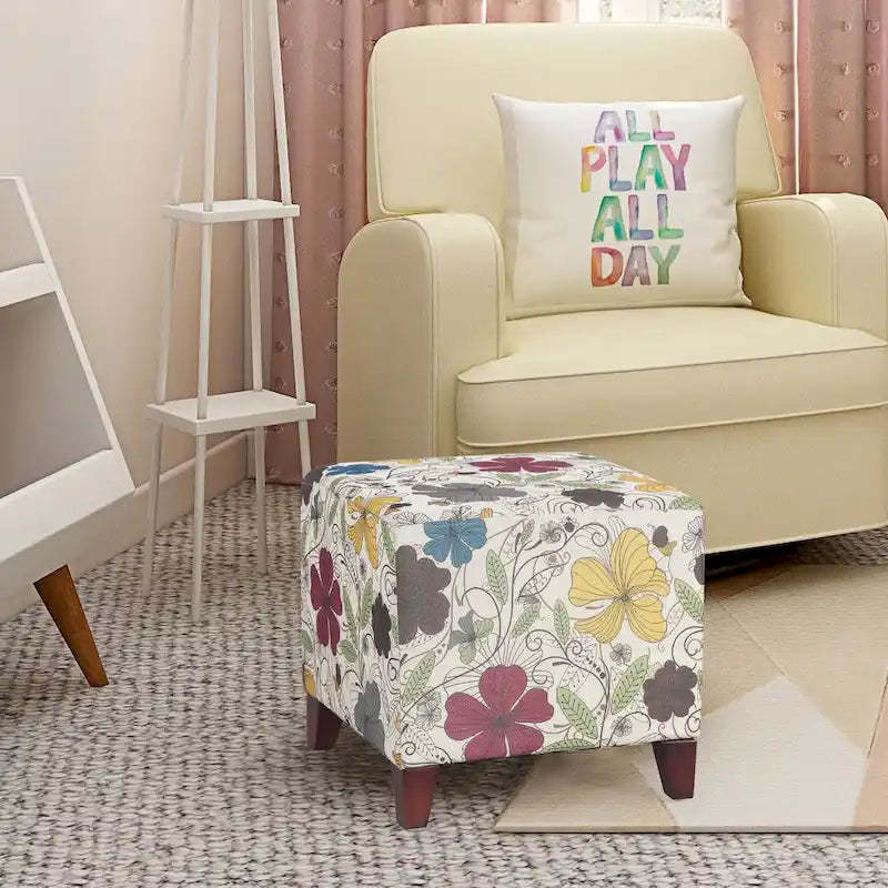 Adeco 16.3 Cube Ottoman Foot Rest Stool