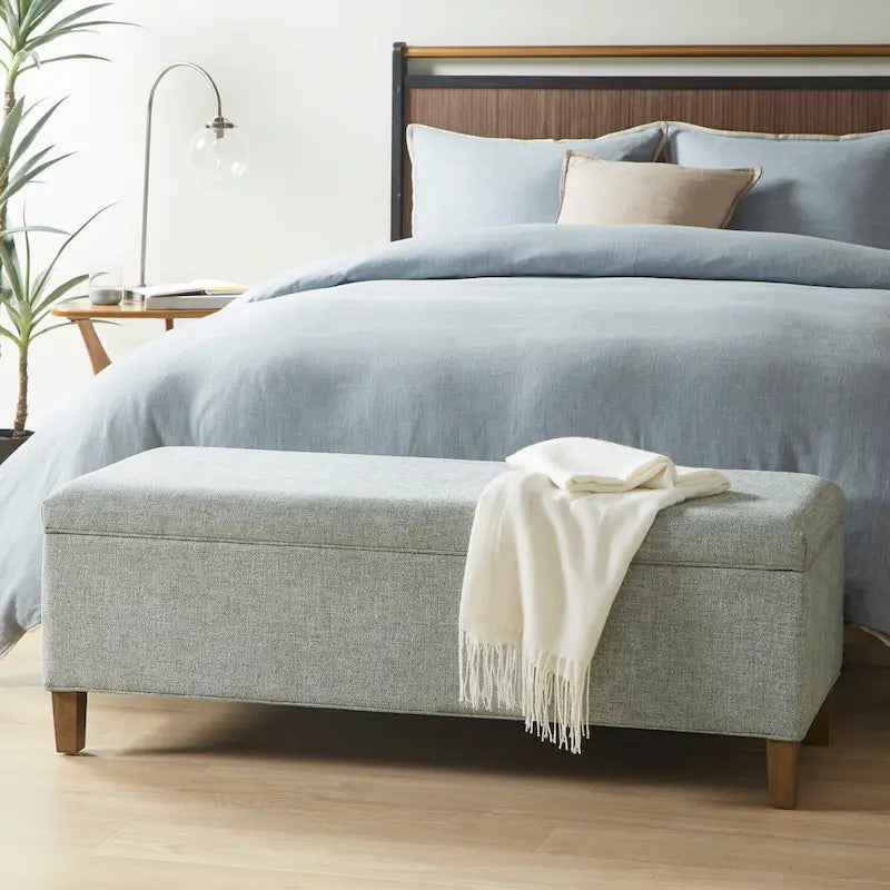 INK+IVY Marcie Blue Soft Close Storage Accent Bench