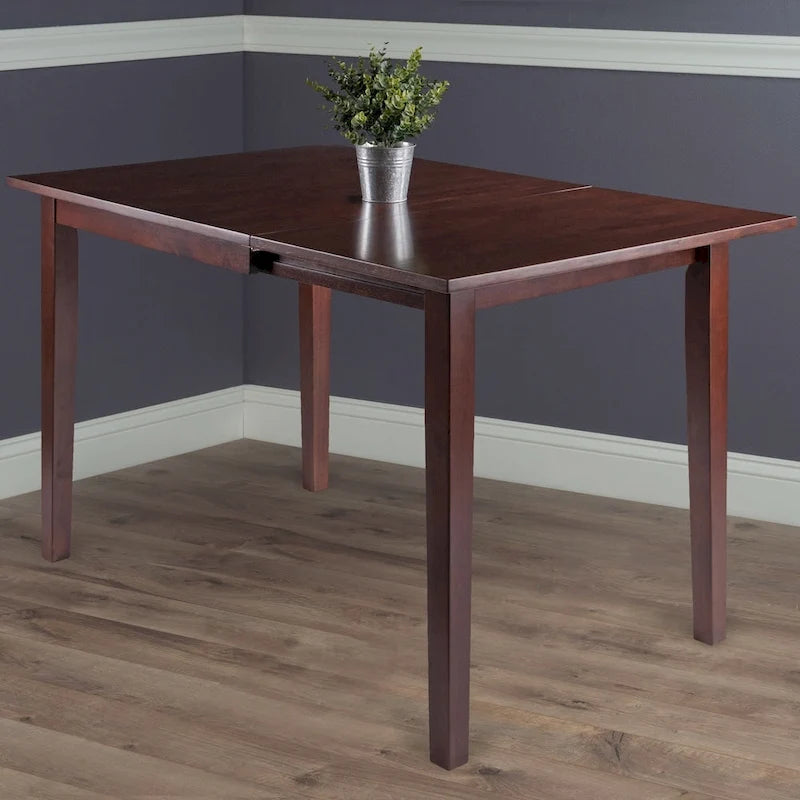 Petronella Walnut Brown Dining Table with Dropleaf Extension - N/A