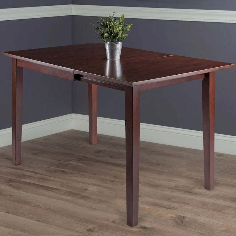 Petronella Walnut Brown Dining Table with Dropleaf Extension - N/A