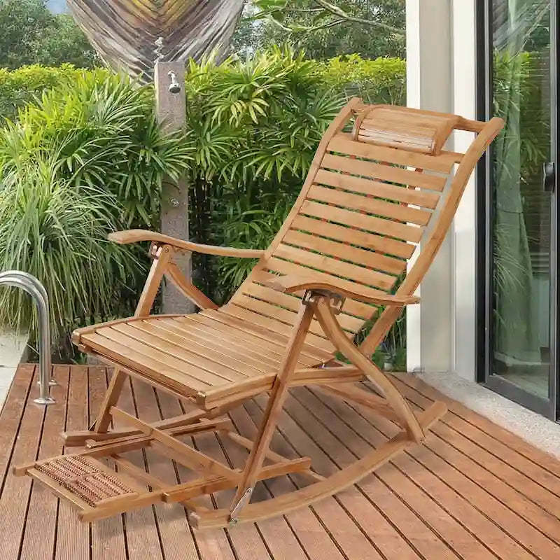 Extra Large Rocking Chair Elderly Gifts Stable Garden Recliner Deck Chairs Foldable