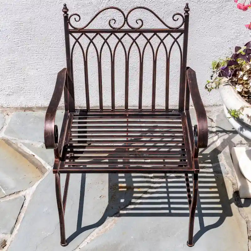 Valley Forge Iron Garden Arm Chair in Antique Bronze - 24.5x22x36.5