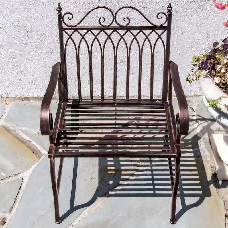 Valley Forge Iron Garden Arm Chair in Antique Bronze - 24.5x22x36.5