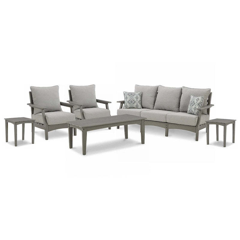Signature Design by Ashley Visola Gray 6-Piece Outdoor Package - 80W x 33D x 37H