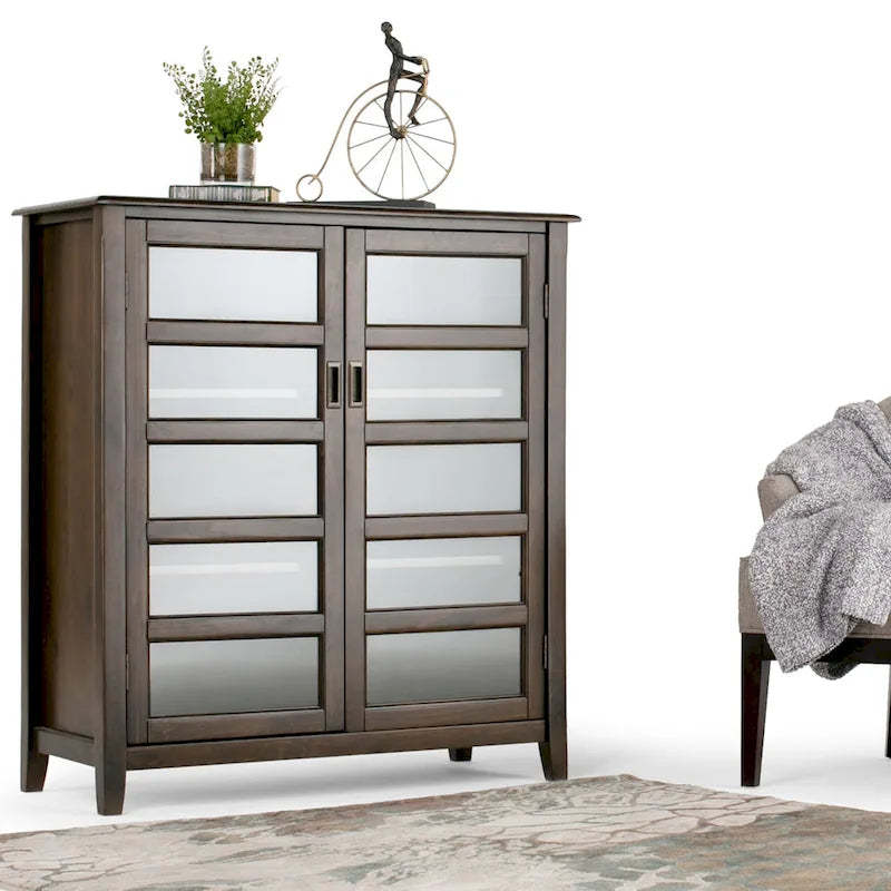 WYNDENHALL Portland SOLID WOOD 40 inch Wide Transitional Medium Storage Cabinet in Mahogany Brown - 40w x 16.9d x 44h