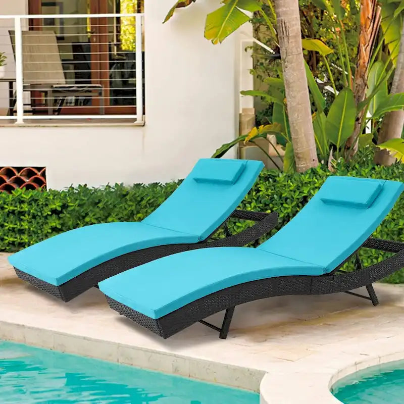 SOLAURA 2Pcs Patio Furniture Adjustable Lounge Rattan Pool Chairs