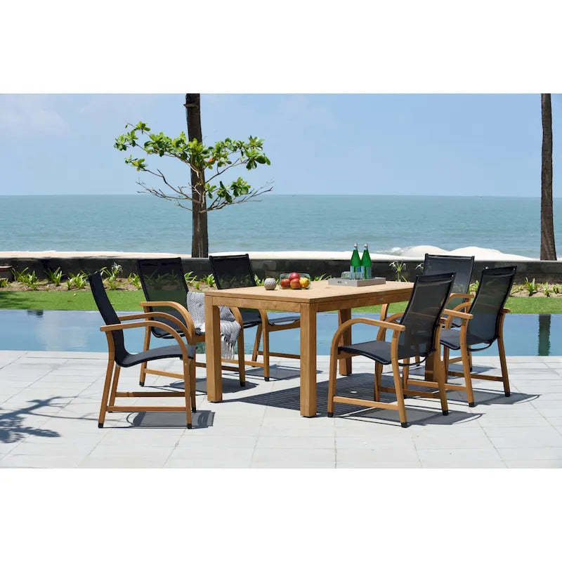 LifestyleGarden Panthuer 7 piece FSC Solid Teak Outdoor Patio Dining Set - 7-Piece