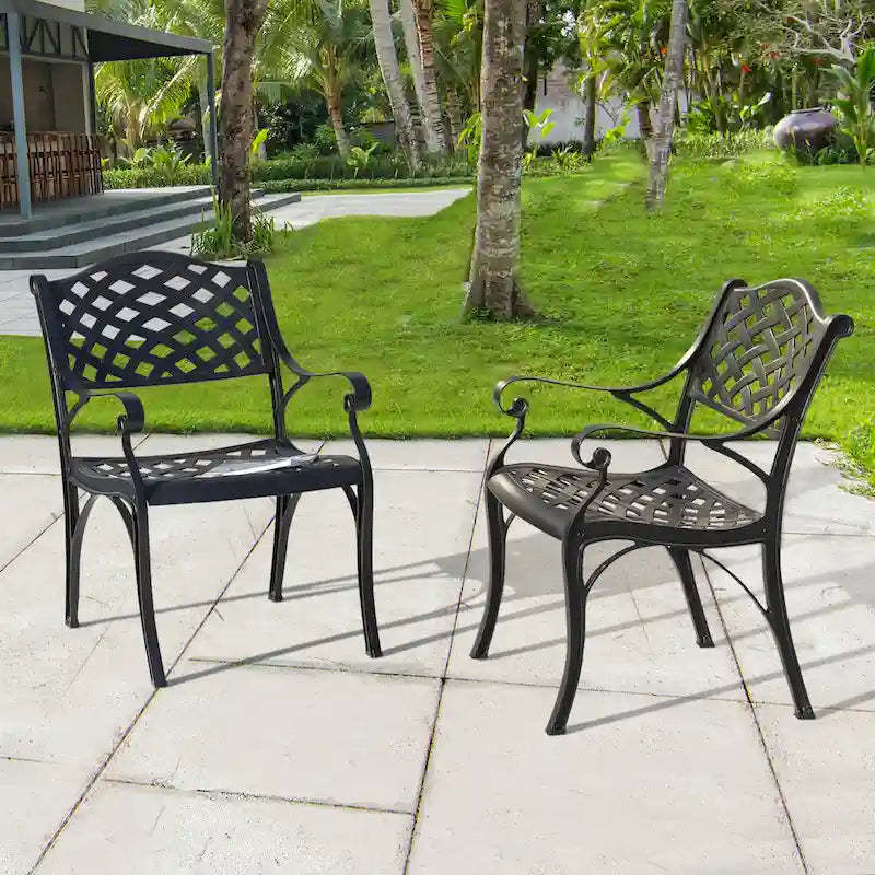 Outdoor 2 Piece Cast Aluminum Bistro Chairs