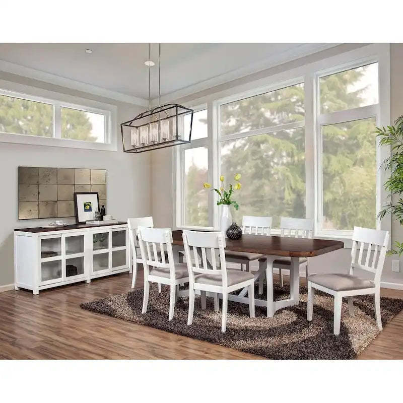 Alpine Furniture Donham Two Tone Wood Dining Table, Brown & White