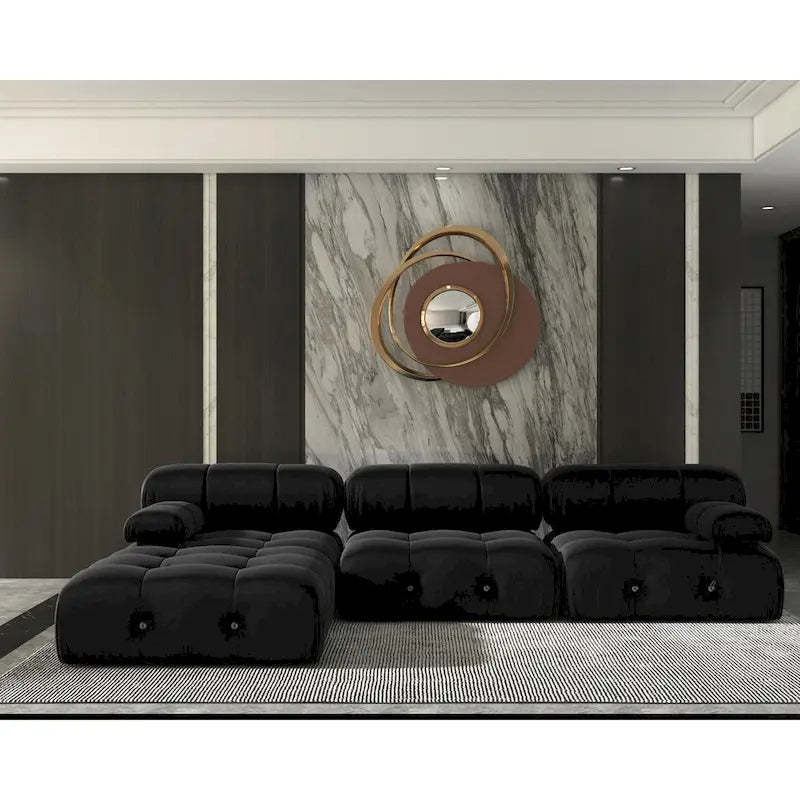 104 Convertible Modular Sectional Sofa, L-Shaped Minimalist Velvet Sofas Couches with Chaise Ottomans